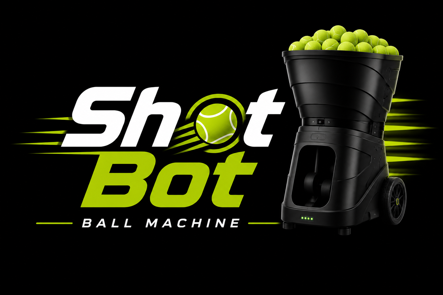 Black Shot Bot ball machine filled with bright green balls